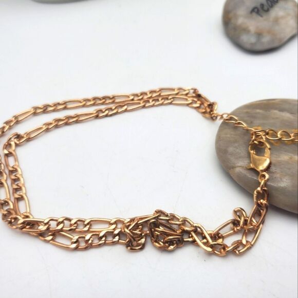 Double gold toned chain anklet‎